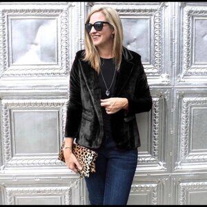 EUC FATE by LFD Notch Lapel Black Velvet Blazer Small